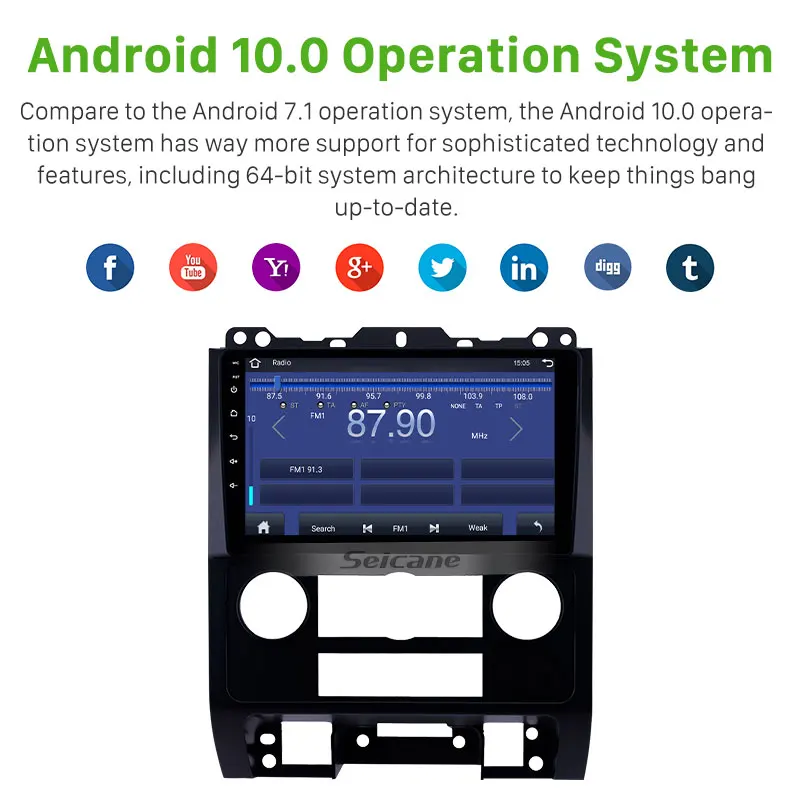 Car Radio 9 Inch Android 11.0 Car Navigation System for Ford Escape 2007-2012 Head Unit Rearview Camera USB Wifi