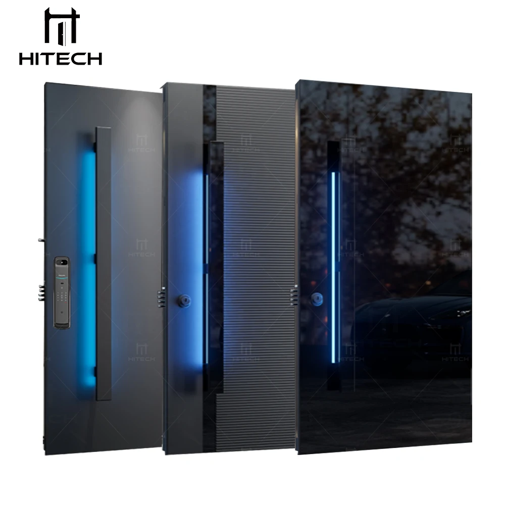 Hitech High-end pivot entry steel door customized aluminum alloy rotatable door revolving meta entrance exterior front doors
