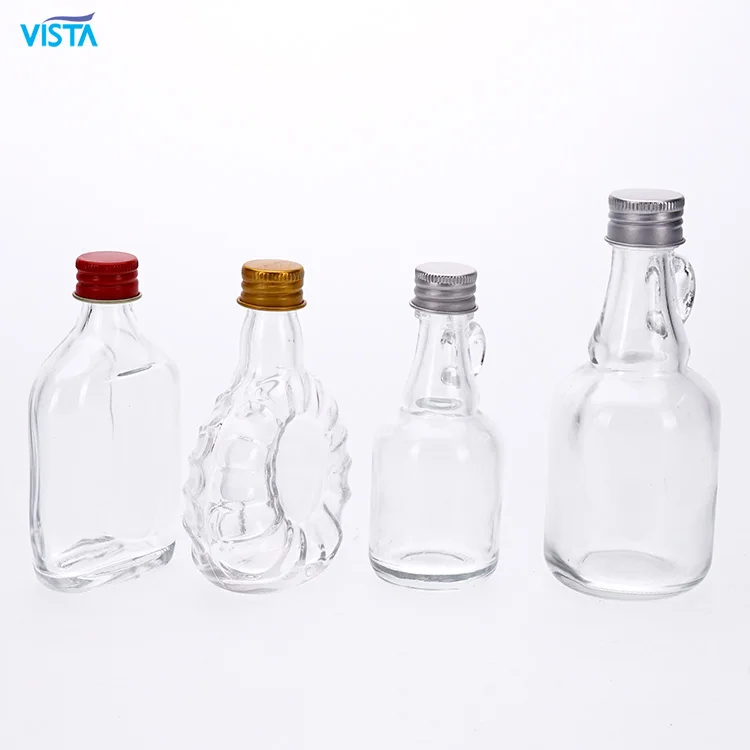 VISTA Hot Sale Mini Flint Glass Bottle Empty Glass Liquor Bottle with Aluminum Screw Cap Low Price