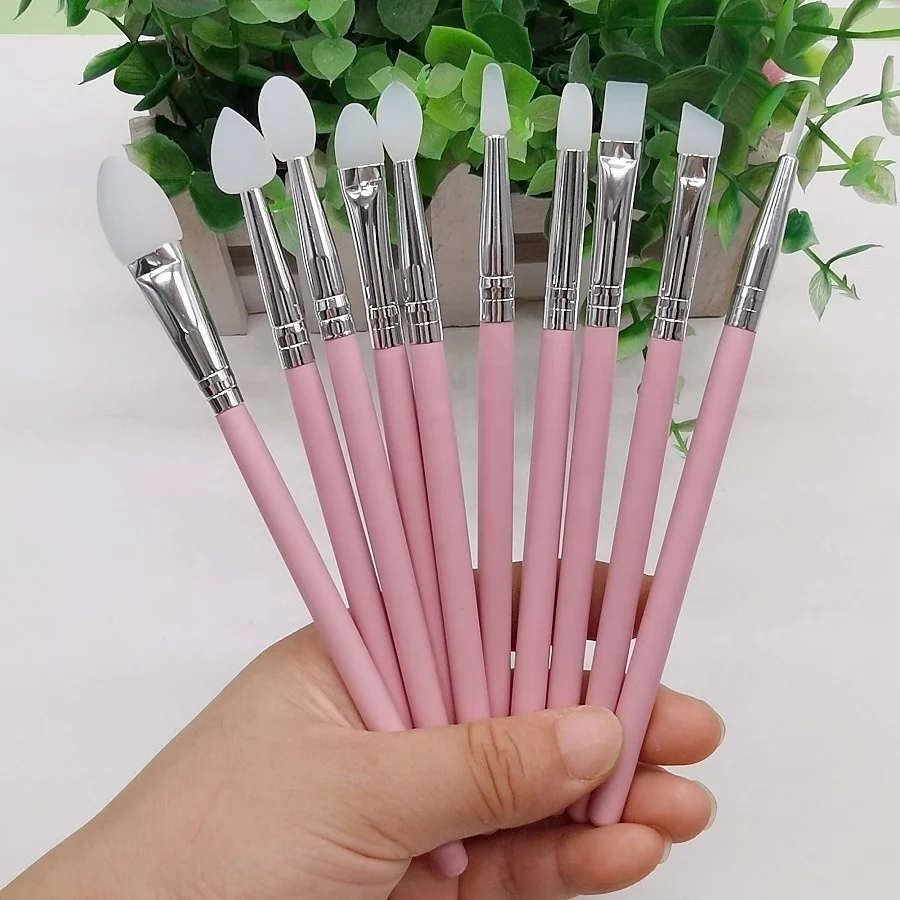Brow Tint Tools Silicone Brushes for Brow Lash Pink Silicone Eye Shadow Lip Eyebrow Brush Eyeliner Applicator