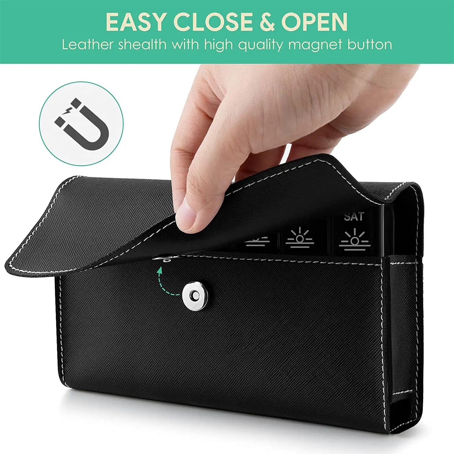 21 Case Travel Pill Organizer Small Portable 7 Days Pill Box With Leather Case Pill Storage Box
