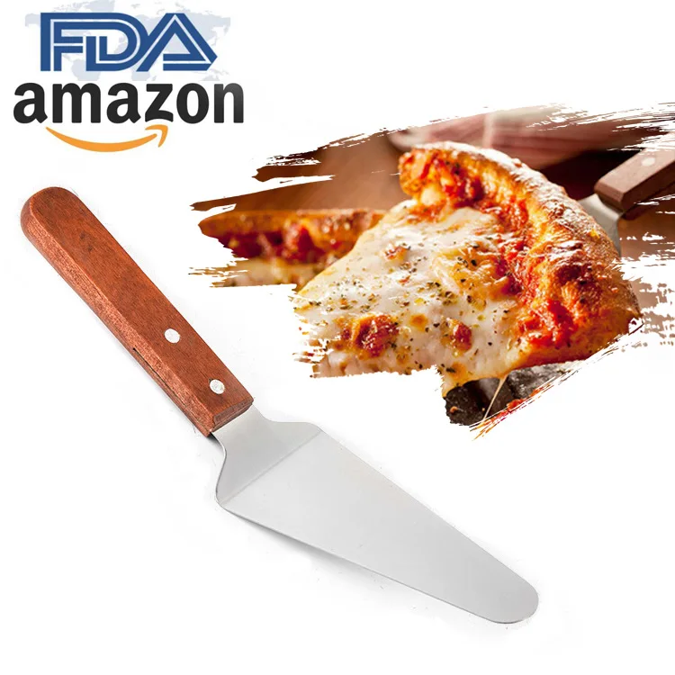 Горячая Распродажа 3 шт круглый металлический набор для пиццы из нержавеющей стали нож колесная пицца комплект лопат с деревянной ручкой сервировки