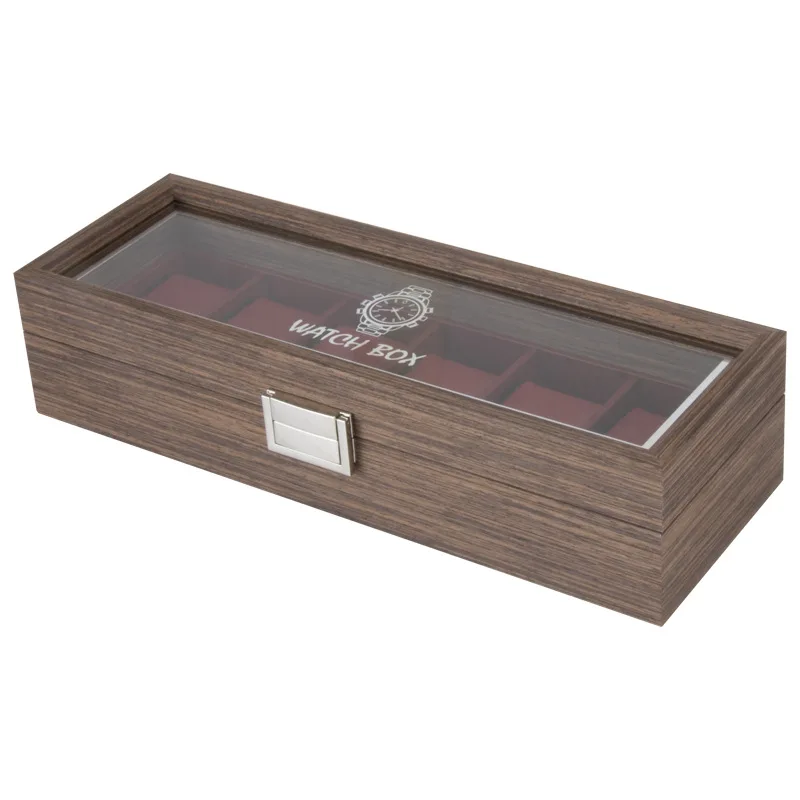 luxury walnut watch  collection  case for 6 piece watch  display package box PU leather pillow inner factory wholesale stock