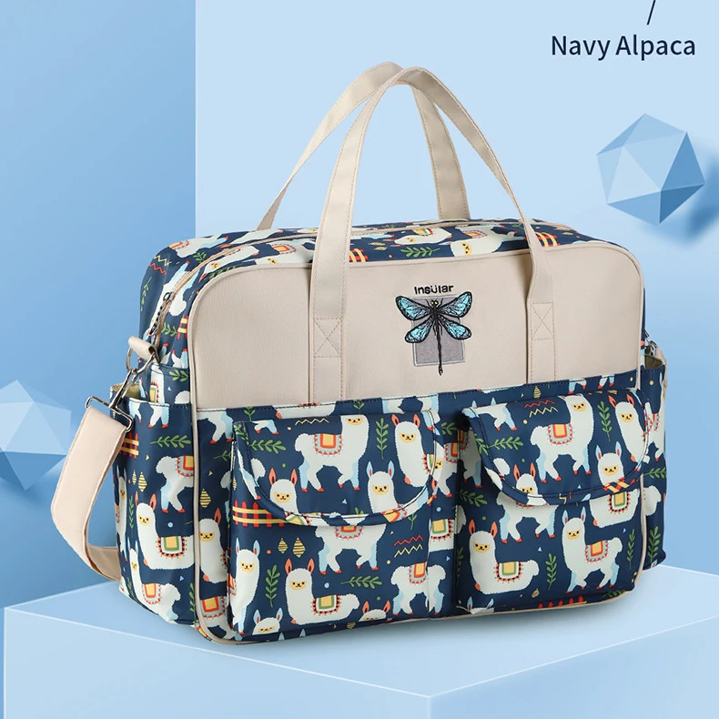 Waterproof Baby Mummy Travel shoulder bag Printing Multifunction Crossbody Diaper Tote  Bag
