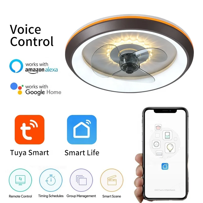 829E Bladeless ceiling fan with light lamp App control Tuya Alexa Google