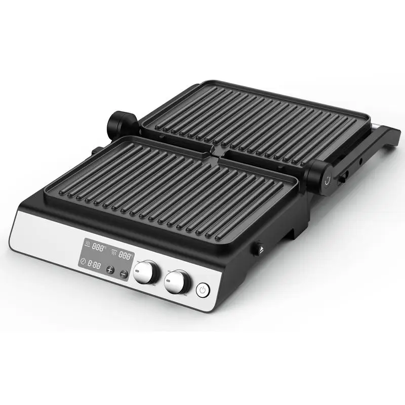 2-Slice Smokeless Indoor Grill Press BBQ Contact Grill 180 Open Electric Panini Grill Sandwich Toaster