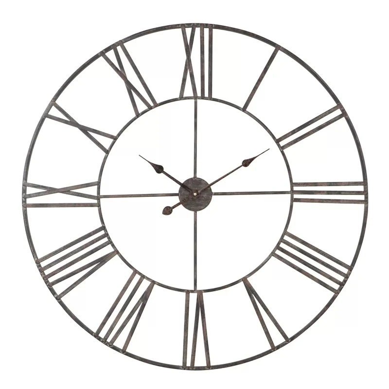 
Round Metal framed Rustic Numeral Farmhouse wall Clock home decoration 