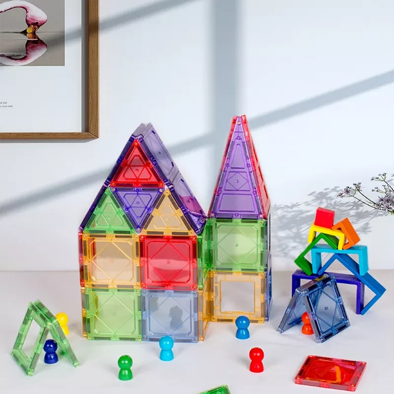 Diy Kid Toy Magnet Build Tiles Clear Color 3d Magnetic Construction Tiles Plastic Building Blocks Toys For Kids