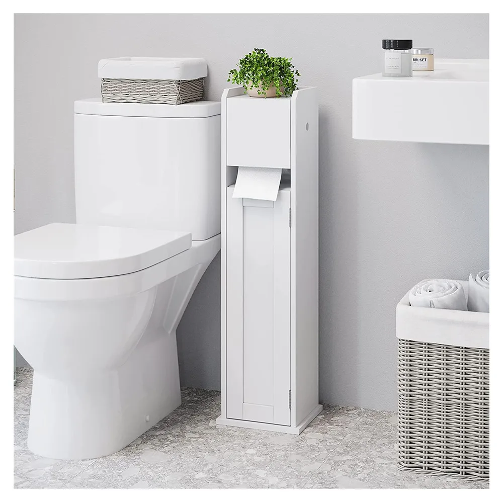 Cao Xian Hi Home Wooden Toilet Paper Storage Holder and Stand - Adjustable for Any Size Paper Roll Or Tissue Box