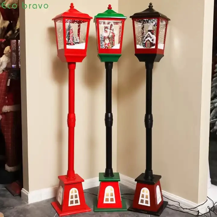 Christmas Decoration Indoor and Outdoor Hanging Santa Claus Street Lamp Snowing Storm Lantern with Music
