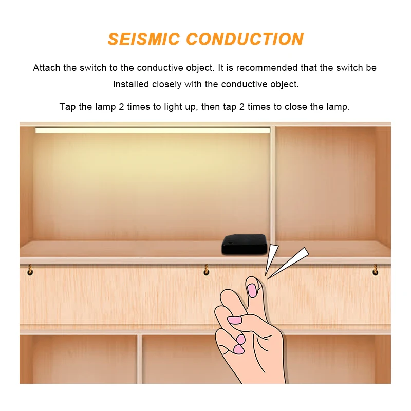 New DC12V/24V Cabinet wardrobe Plate arbitrary knock vibration frequency shake motion sensor led light switch