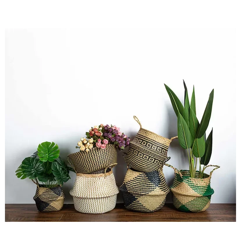 rattan vase flower pot holder plant storage wicker canasta para flores jute flower pot covers natural rattan Flower Pots Cover