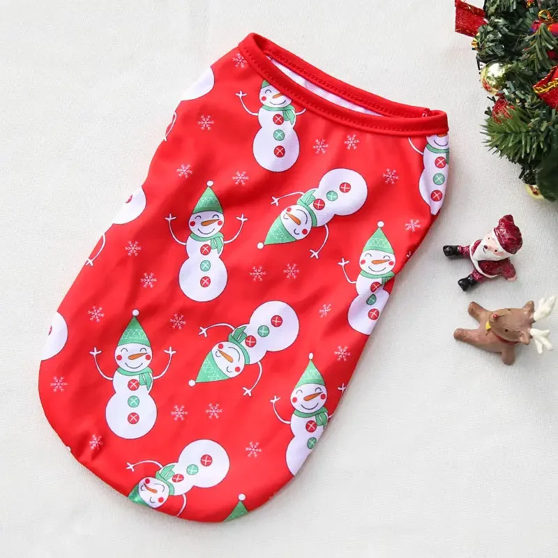 Christmas cat dog clothes pet clothing soft comfortable pajamas Christmas vest small and medium sized dog clothes