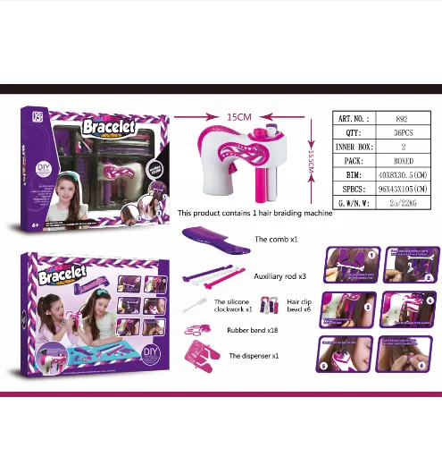 Hairdressing puzzle diy three strand braid hands girl house electric automatic hair braider toy