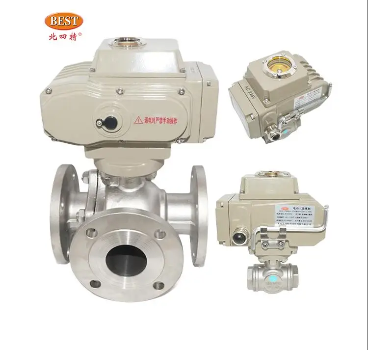 Valve manufacturer Open Closed Type C8003  ss316 ip67 Stainless Steel 3 Way electric actuator ball valve