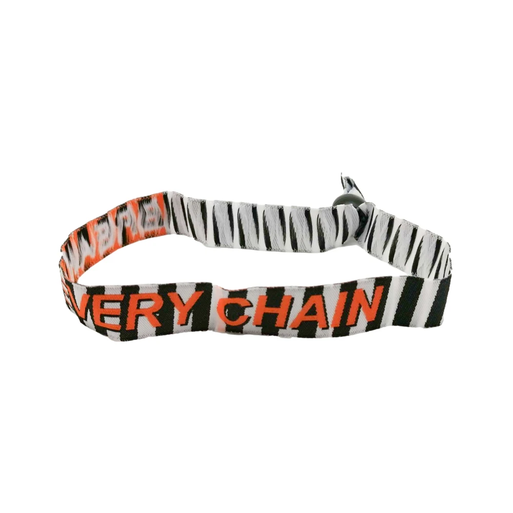 Custom Festival Recycled PET Fabric Woven Bracelet with Adjustable Plastic Clip Promotional Wristband