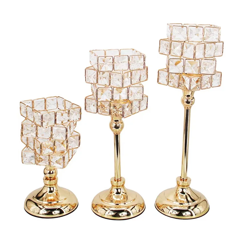 Tabletop Candlelight Dinner Ornaments Metallic Centerpiece European Candle Stand Decorative Candle Holder Candlestick Holder