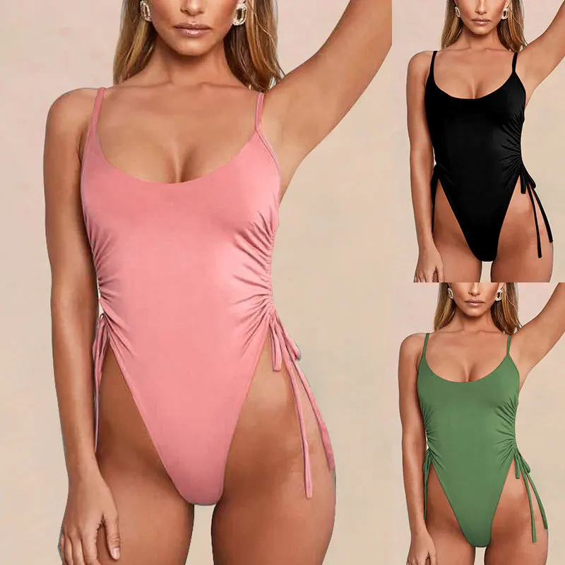 OEM Beachwear Manufacturer Sporty Thong One Piece Swimsuit High Leg Cut Swimwear Sexy Women Bikini