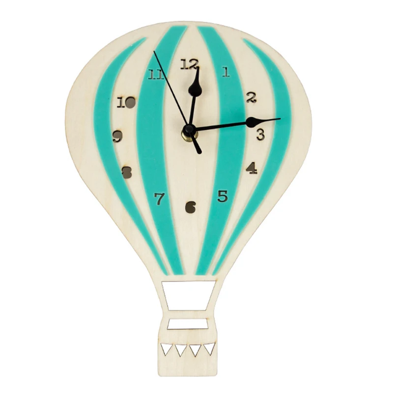 INS Nordic Air Balloon Design Cute Cartoon Baby Room Home Decor Hanging Wood Wall Kids Alarm Clock