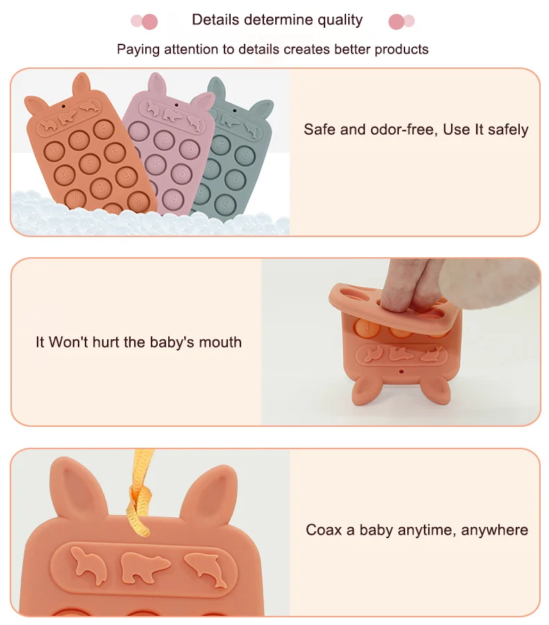 Wholesale New Design Cellphone Teether Funny Phone Shape Button Teether Baby Silicone Phone Teether