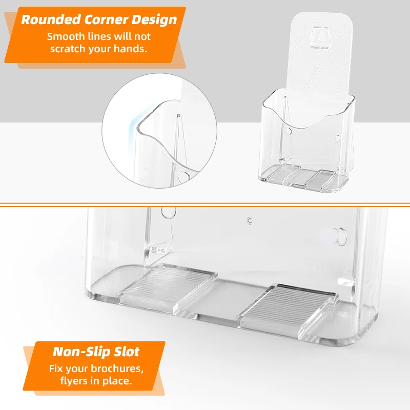 Acrylic Brochure Holder Slant Back Design, Clear Display Stand, Plastic Table Stand Sign Holder,Pamphlet Holder Flyer Holder