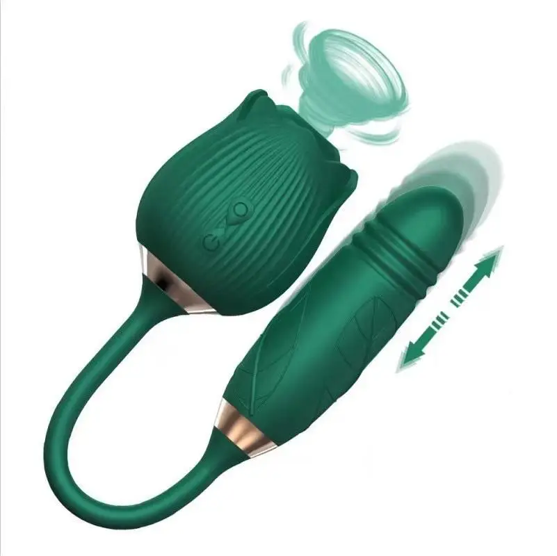 High quality sex toy stimulator clitoral sucking licking tongue rose shape silicone g spot flower dildo vibrator