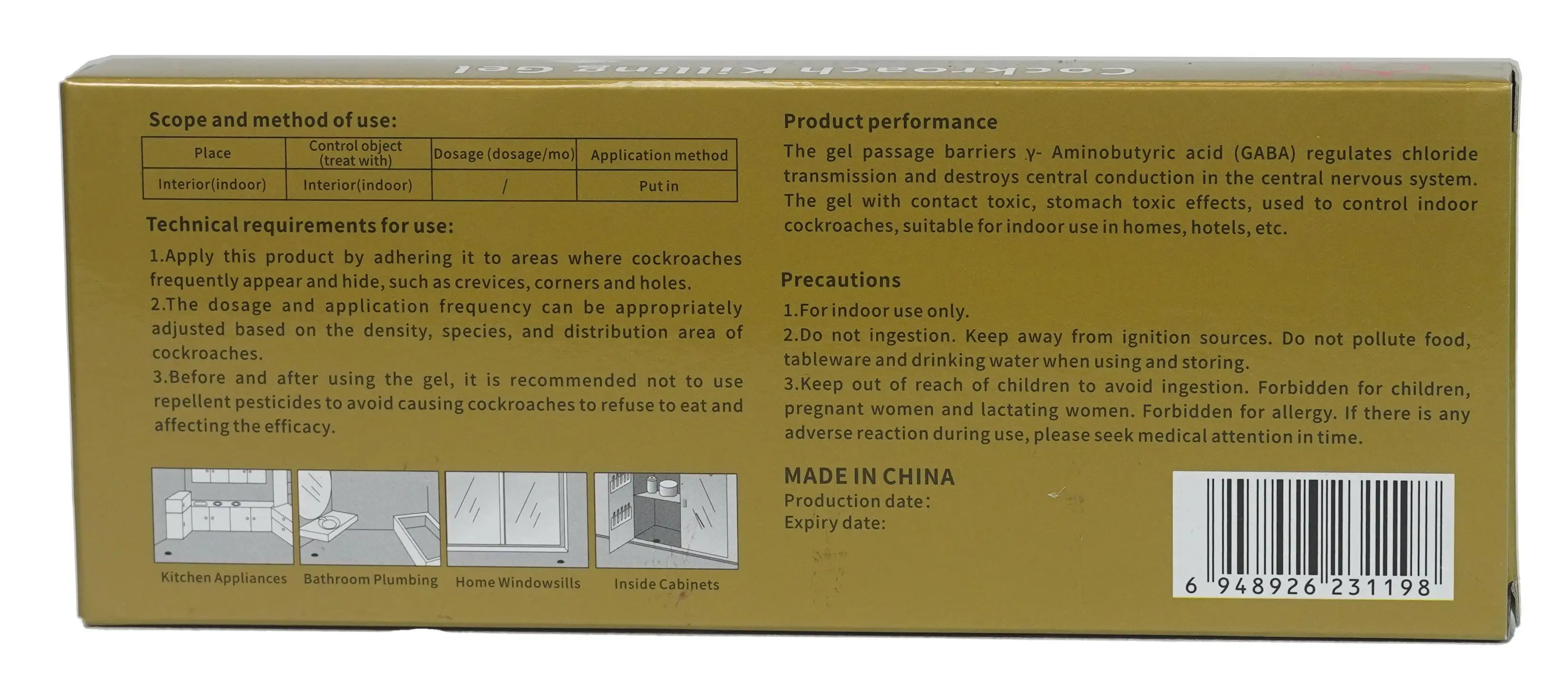 Cockroach Killer Insect Control Pesticide Tube Cockroach and Ant Killing Gel Bait