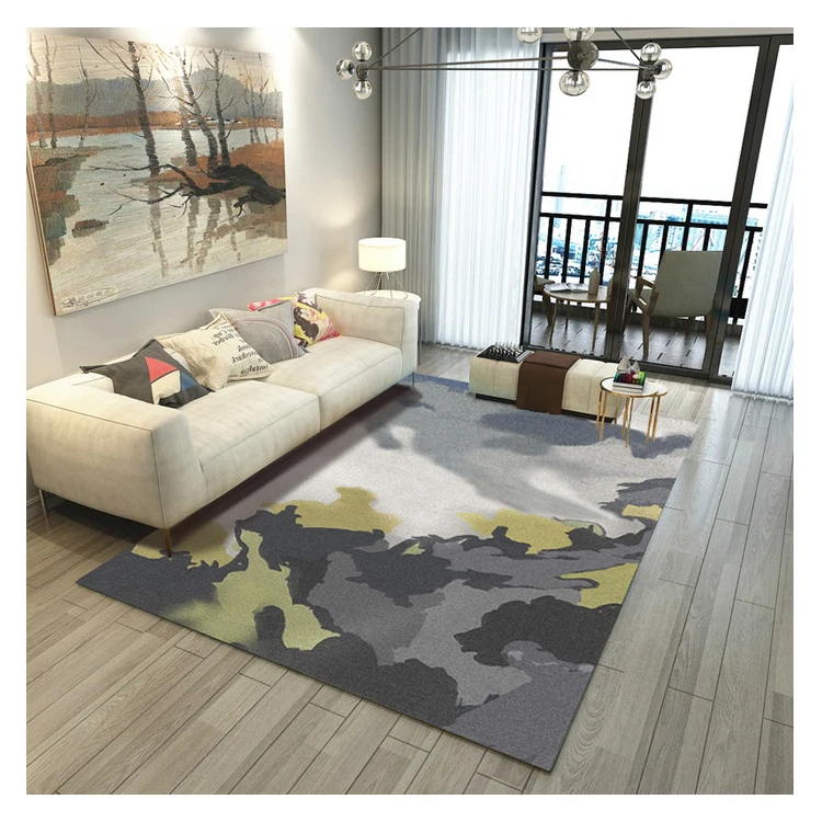 
European styles polyester cut pile non slip living room custom print area rug 