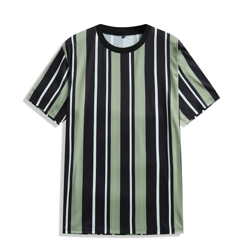 2022 summer new design stylish street crewneck vertical striped mens t shirts