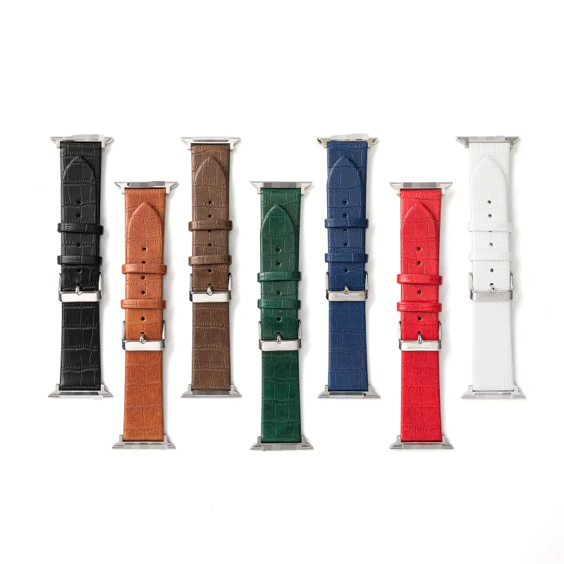 Best Sellers Charm PU Leather Watch Straps Loop For Apple Watch 38/40/41/44/45MM Black Band Luxury Crocodile pattern Bracelet