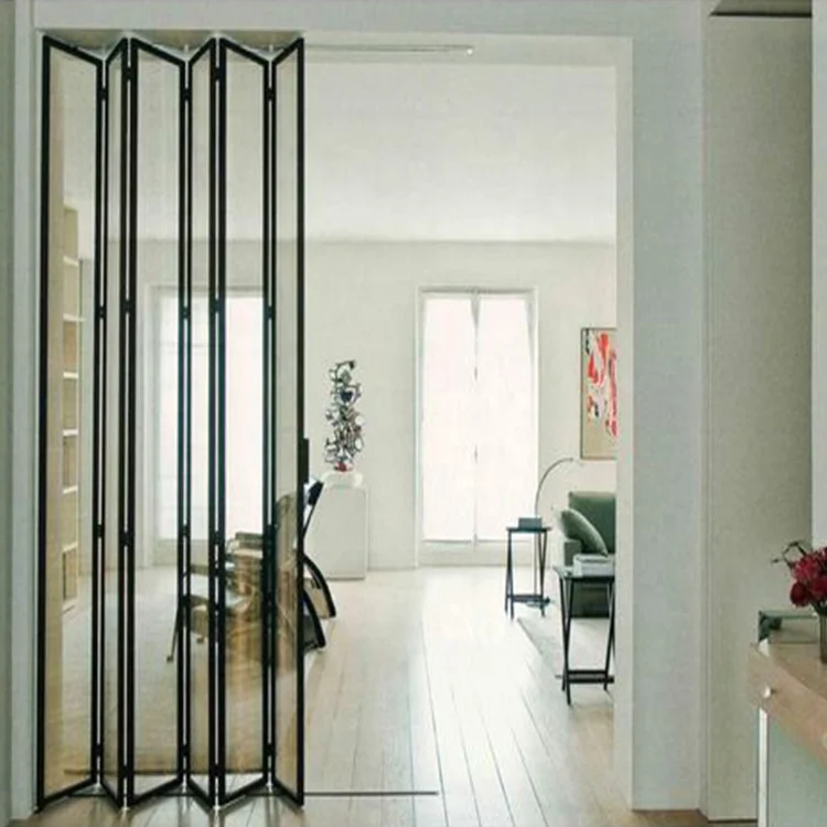 
aluminum alloy material frosted glass modern new black soundproof folding door 