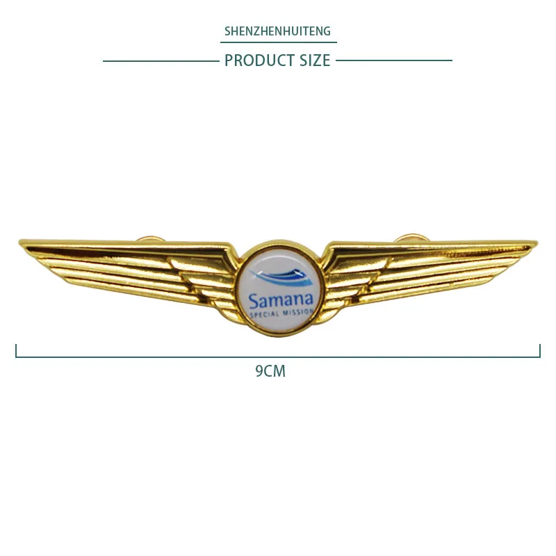 New Design Custom Logo Metal Pin 3D Engraved Custom Design Aviation Souvenir Wings Metal Pin Badge