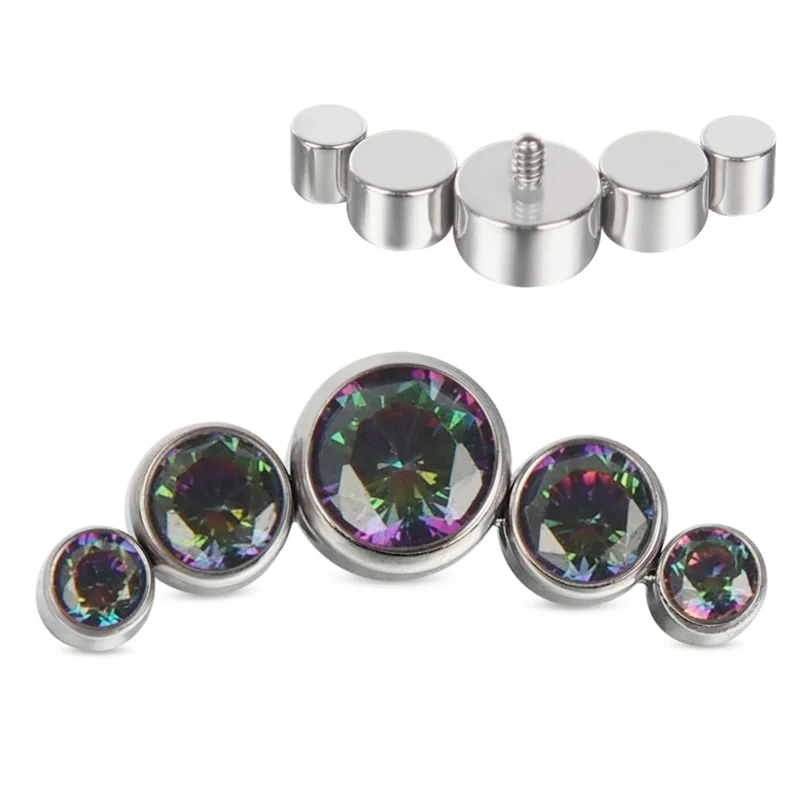 ASTM F136 Titanium High Grade Internally Threaded Zircon Body Jewelry Labret Lip Piercing Earrings Jewelry