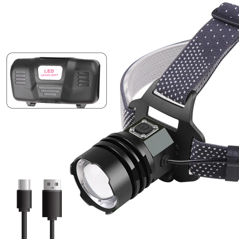 Мощная светодиодная фара XHP160 Type-c XHP50 высокая мощность USB-18650 перезаряжаемая головка фонаря Usb-лампа для рыбалки