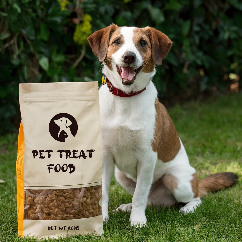 Customized Printed Side Gusset Pet Food Zipper Bag Flat Bottom Gusset Stand Up Pouch with window