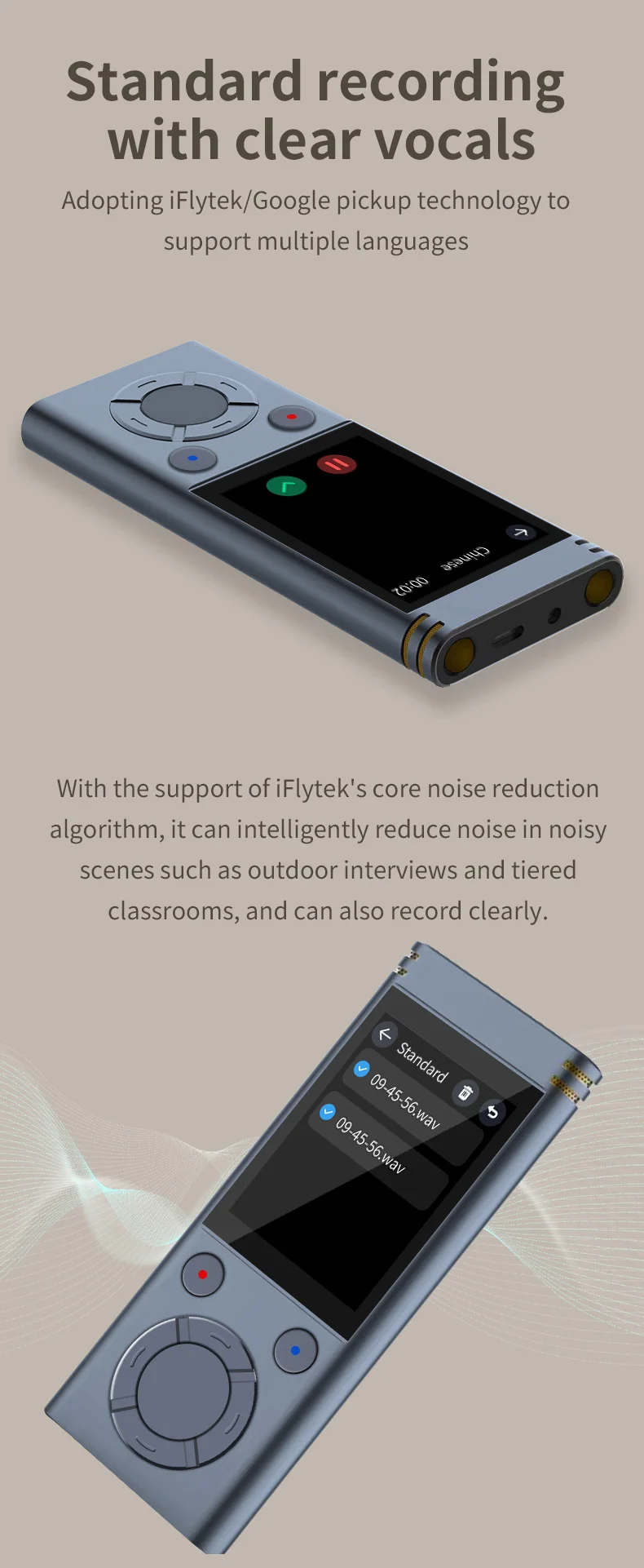 Supports 138 languages portable voice translator is suitable for learning and transcribing class meeting recordings