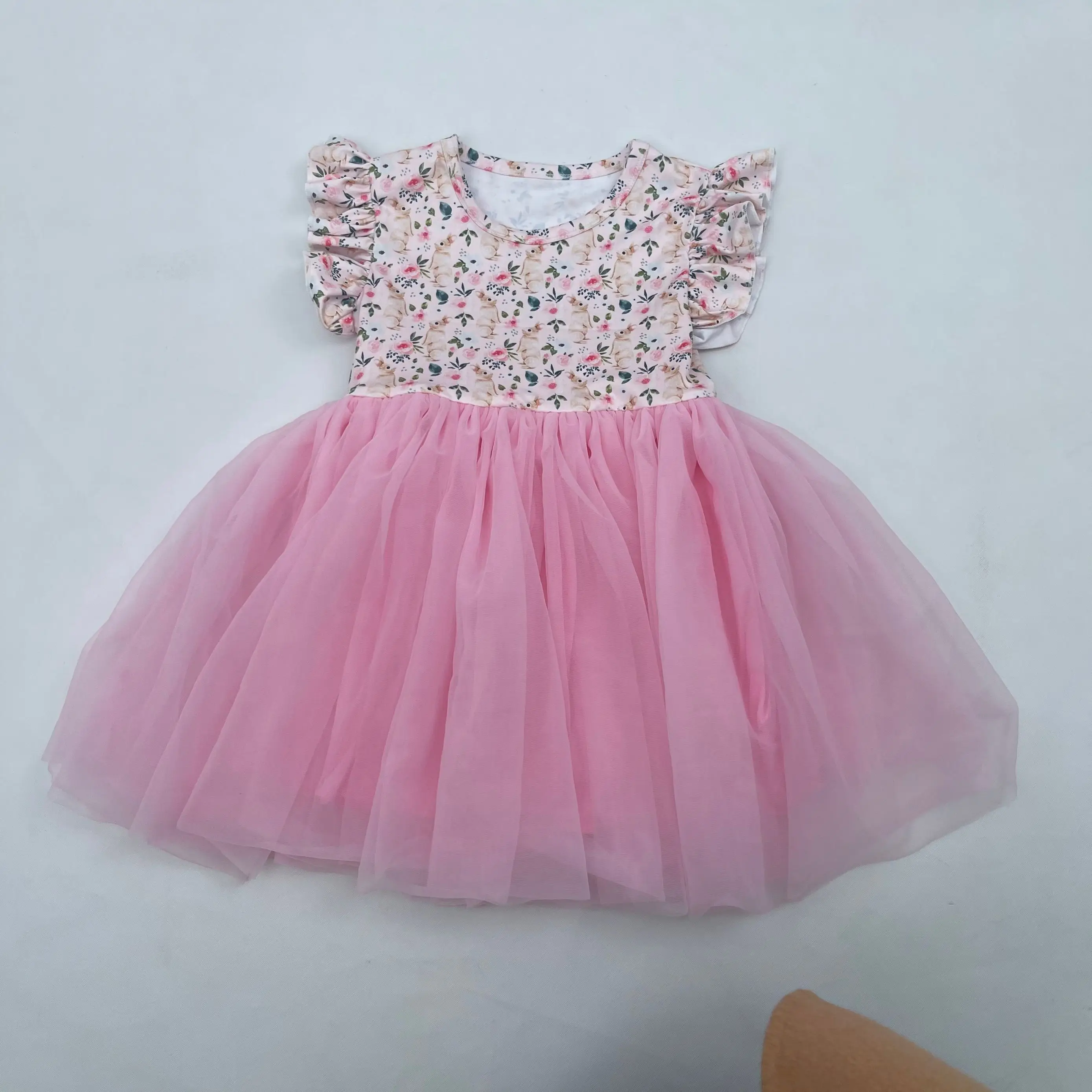 Wholesale Easter Print Kids Girl 9-10 Long Short Sleeve Twirl Dress Baby Boutique Kids Dresses For Girls