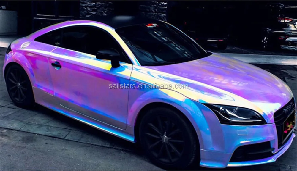 Premium Rainbow Chrome Vinyl Car Wrap Film Bubble Free For Car Sticker