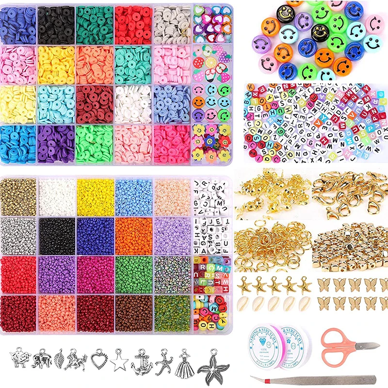 Diy alphabet letter beads jewelry 9mm Rainbow beads DIY braided Mosaic beads