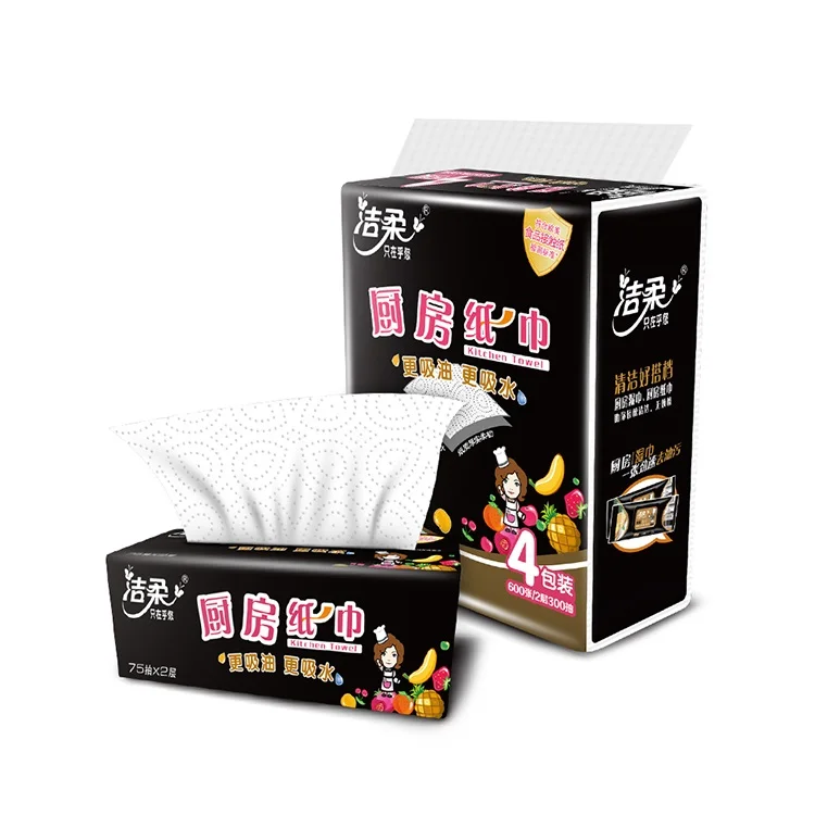 
Low Price Oil Cleaning Tissue 2 Layer Water Absorbing Kitchen Paper Towel 