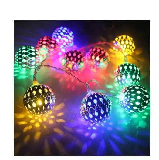Best Sell Gold Moroccan Ball String Lights Battery Power Led Metal Globe Copper Wire Lights Hanging Round Microdot Lamps