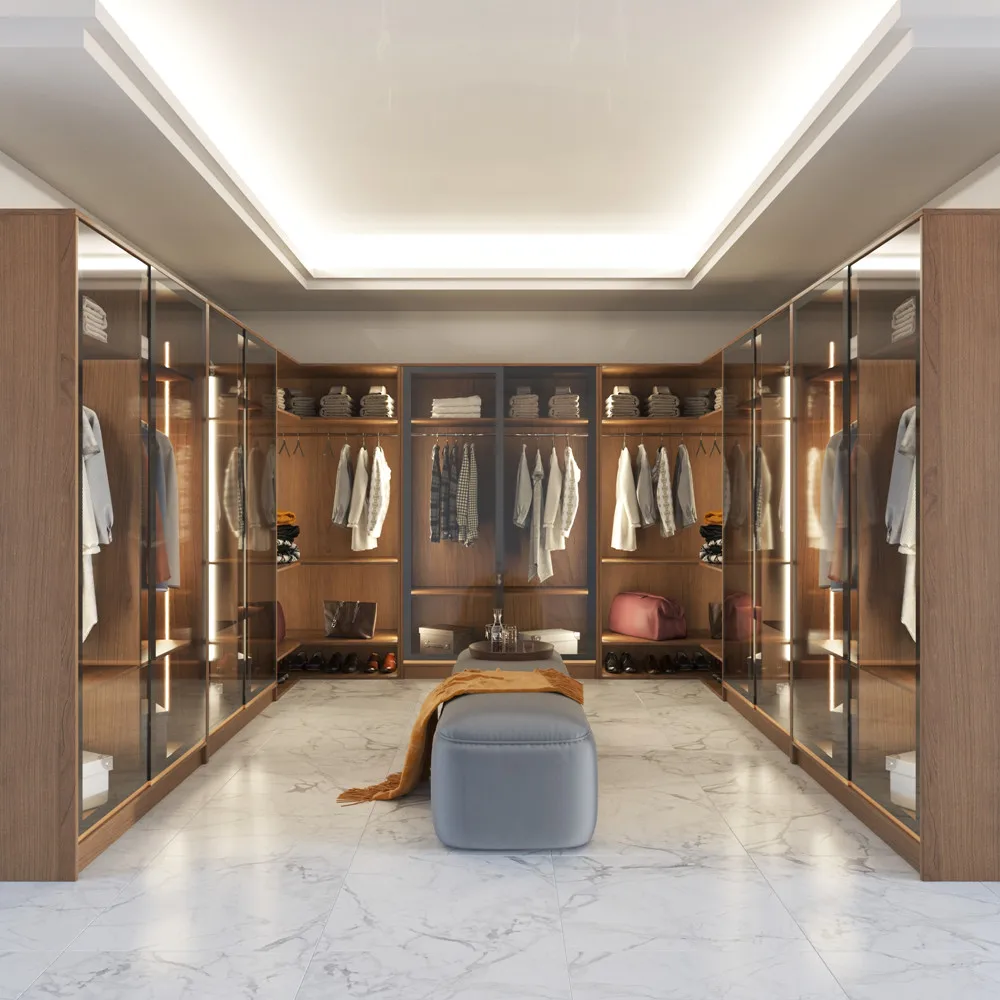 Transparent Design Aluminium Glass Wardrobe Modern Bedroom New Bedroom Furniture Modern Style Bedroom Walk in Closet Cloakroom