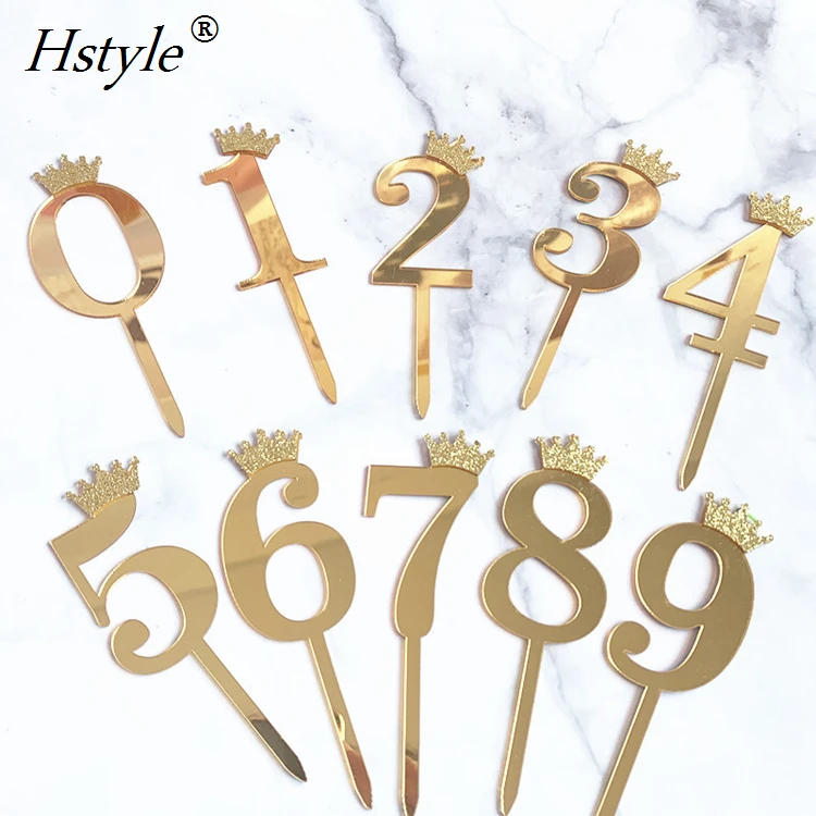 Handmade Gold Silver Acrylic Numbers 0-9 Cake Toppers Table Numbers for Wedding Anniversary or Birthday Party Decorations PQ298