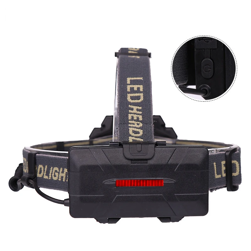 1COB+2T6+5XPE lamp beads usb rechargeable 8 led headlight 6 modes waterproof headlamp