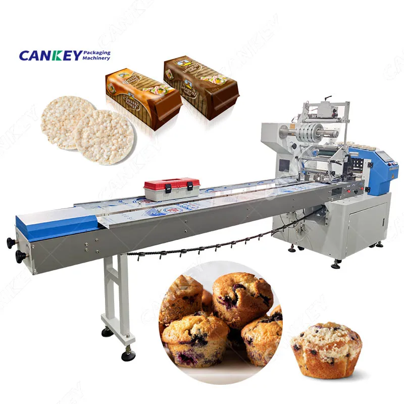 Cankey Automatic Sliced Flat Rye Bread Flow Packing Rice Cake Muffin Packaging Machine