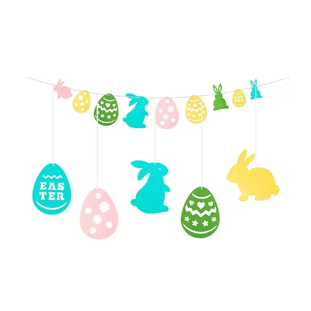 25pcs Easter Egg Bunny Felt Cutout Pendant for Easter Party Indoor & Outdoor Hanging Decoration DIY Crafts Party Decoration
