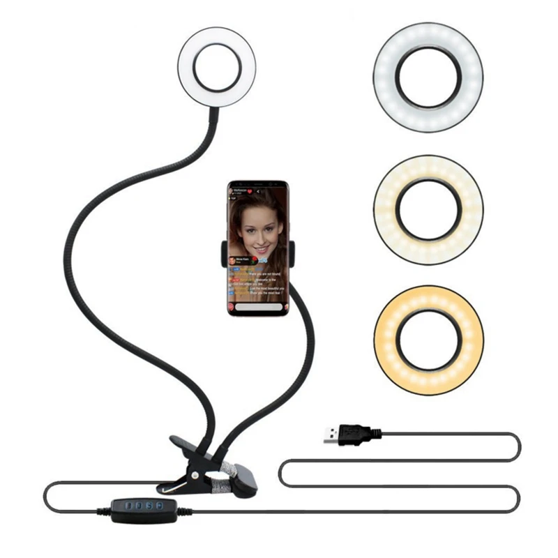 2 In 1 360 Degree Rotating Adjustable LED Light Stand Cell Phone Holder For Selfie Live Streaming For iPhone 11 Pro Max