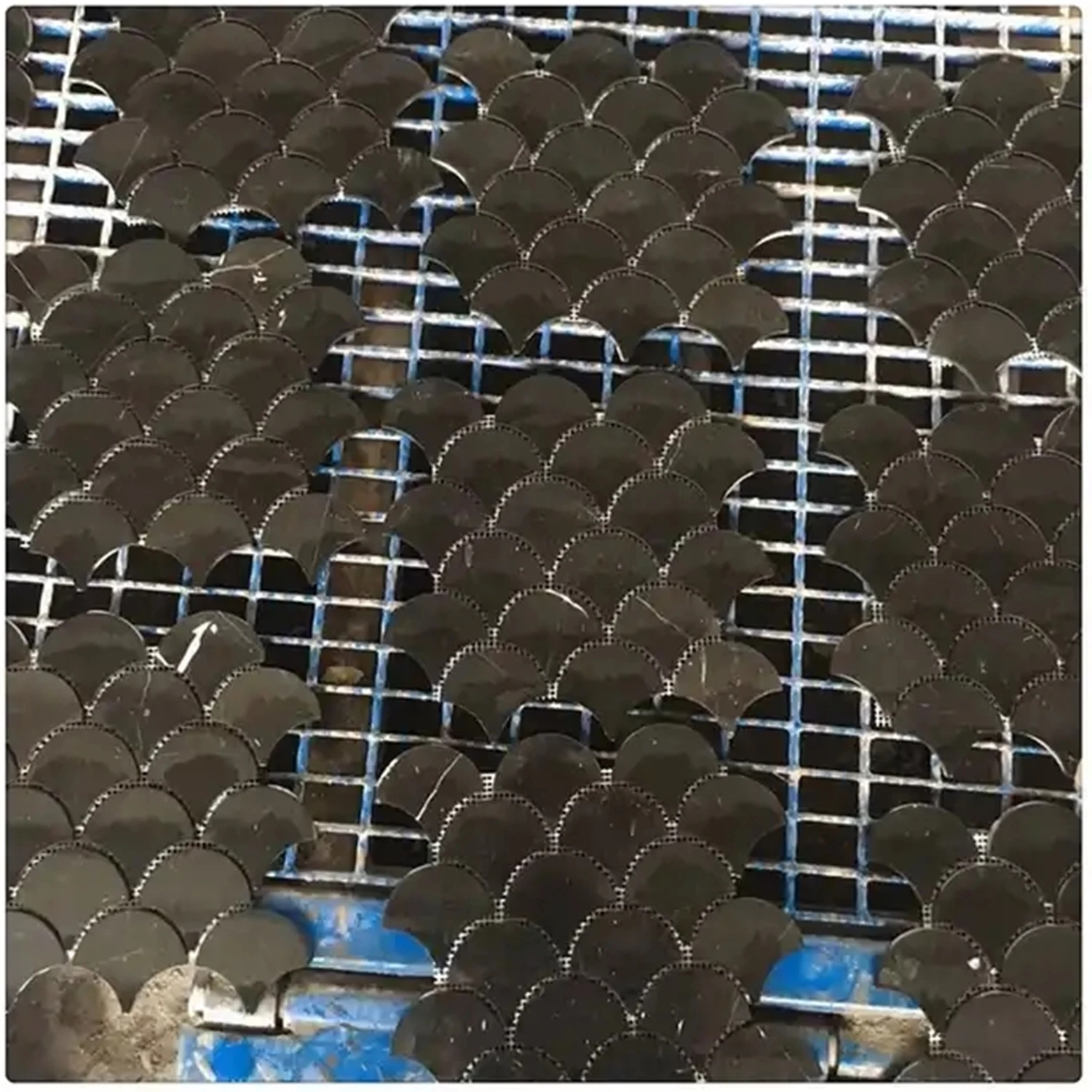 Black Nero Marquina Polished Kitchen Backsplash Fan Shape Marble Mosaic Tiles for Shower Wall Waterjet Pattern