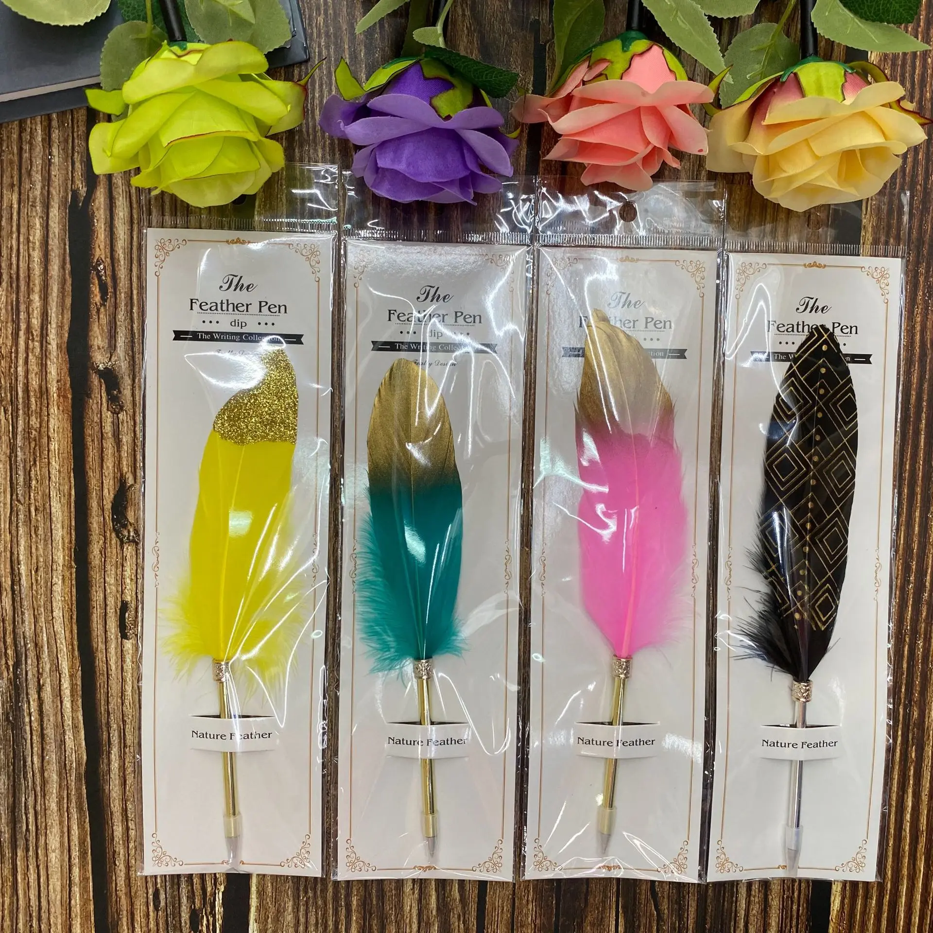 Wholesale Craft  Calligraphy Vintage  Feather Fountain Pen For Writing Signature Gift Wedding Party Supply Decor