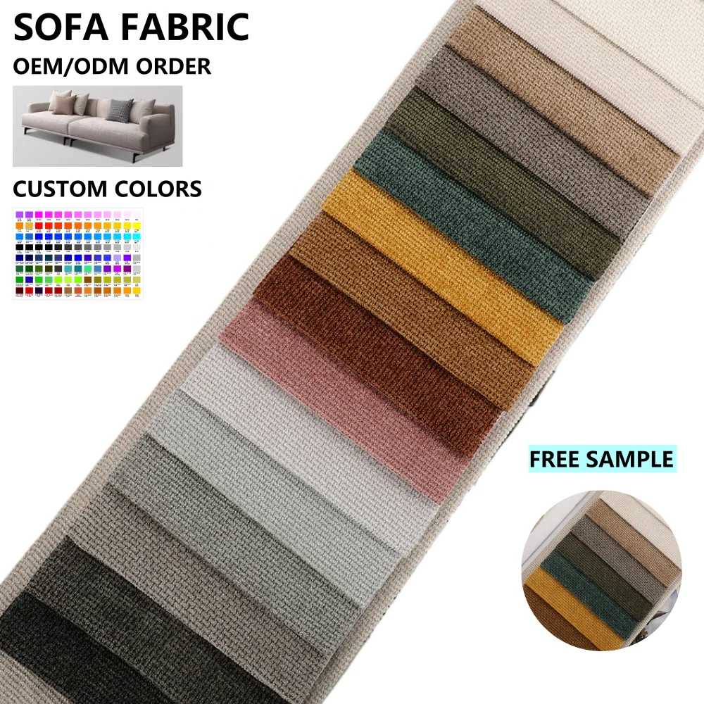 High Quality 100% Polyester Chenille Sofa Set Fabric Woven Plain Yarn-Dyed Pattern for Sofa